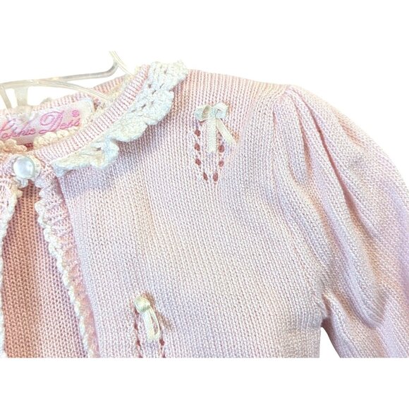 Sophie Dess Creations Paris Dress & Sweater Set Baby 3M Cotton Embroidered Pink - Picture 4 of 16